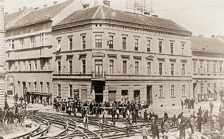 Tramvajsko križanje Jurišićeve i Draškovićeve 1925. godine (gradnja nove pruge)